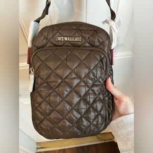 NWT MZ Wallace Metro Quilted Nylon Crossbody Bag WALNUT brown